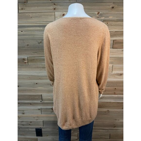 Boden Wool Cashmere Blend Embellished Sweater 10 Tan Beaded V-Neck Long Sleeve - Picture 5 of 10